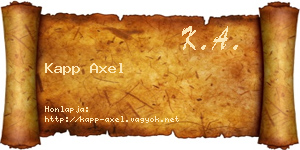 Kapp Axel névjegykártya